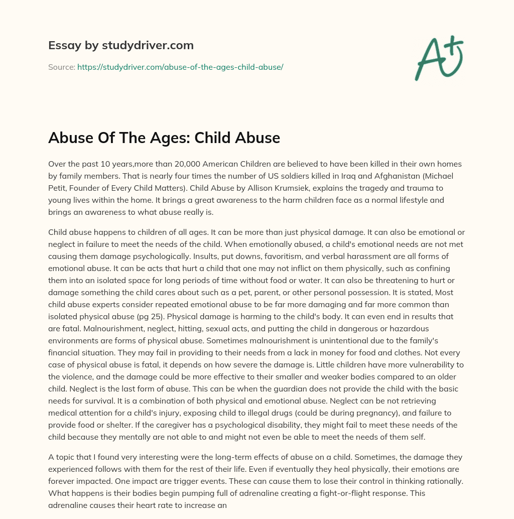 Abuse of the Ages: Child Abuse essay