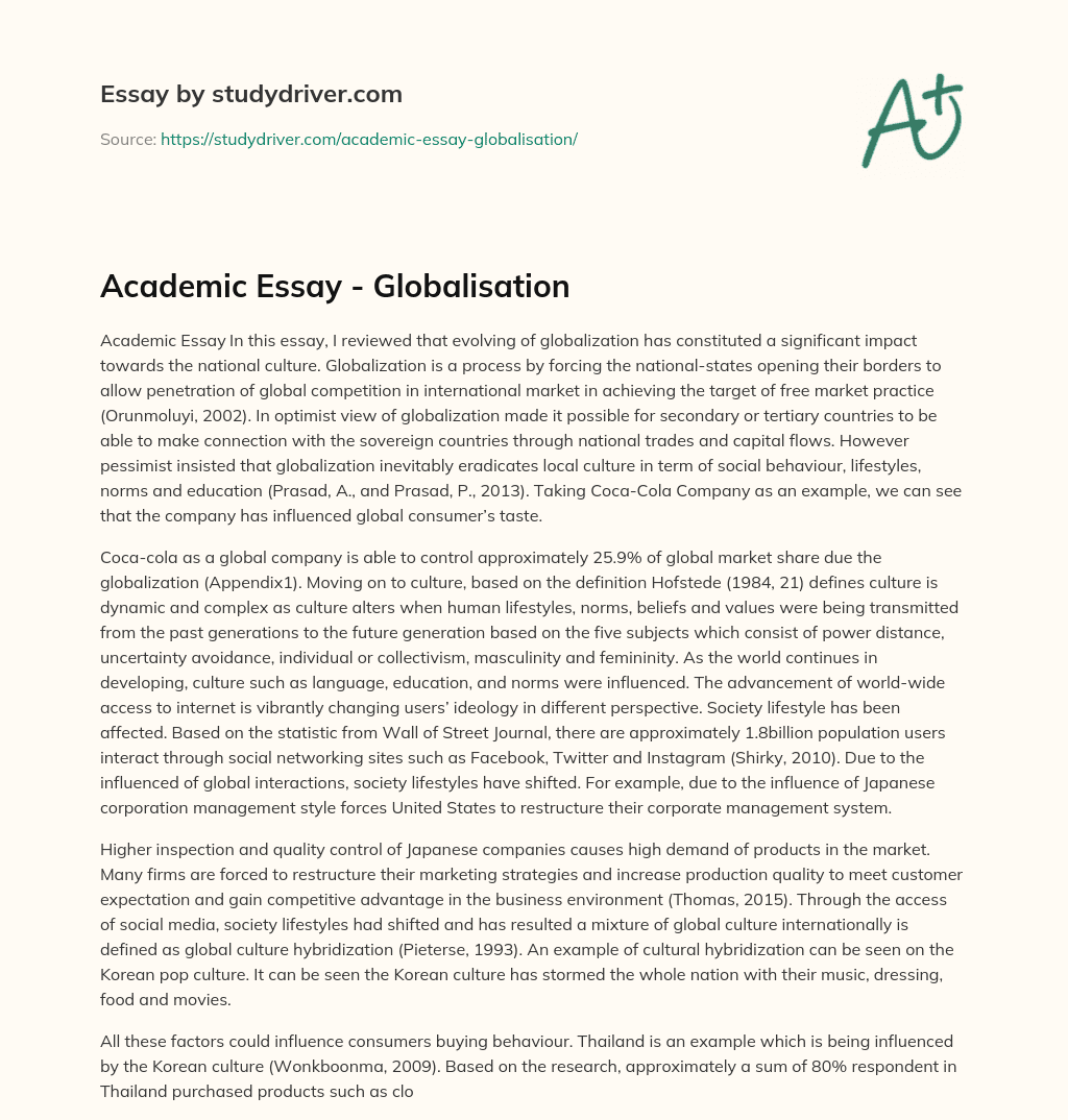Academic Essay – Globalisation essay