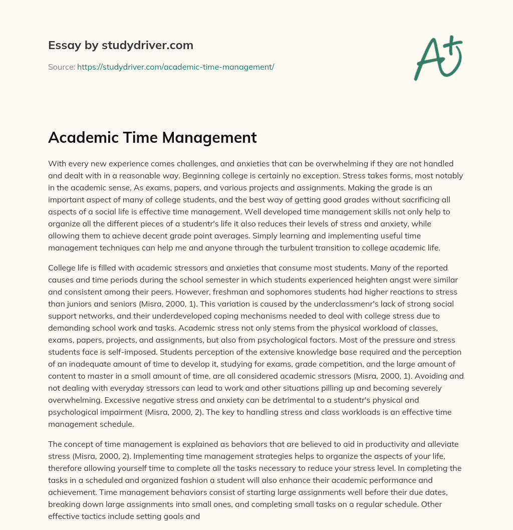 Academic Time Management essay