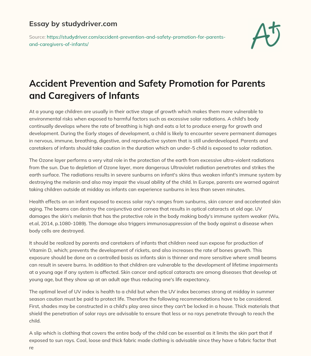 Accident Prevention and Safety Promotion for Parents and Caregivers of Infants essay