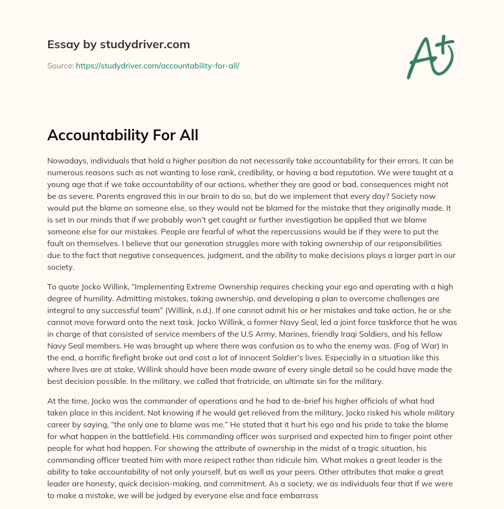Accountability for all essay