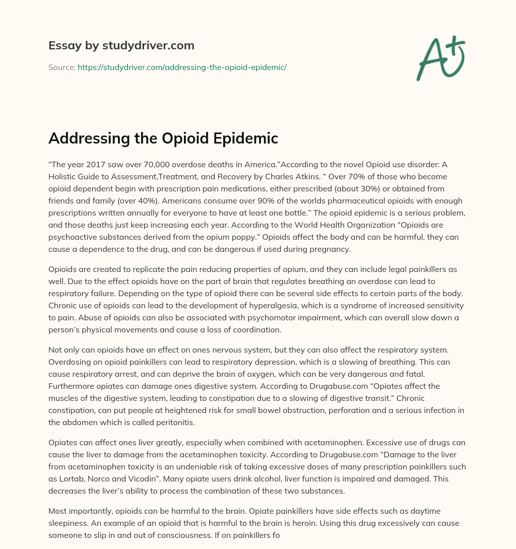 Addressing the Opioid Epidemic essay