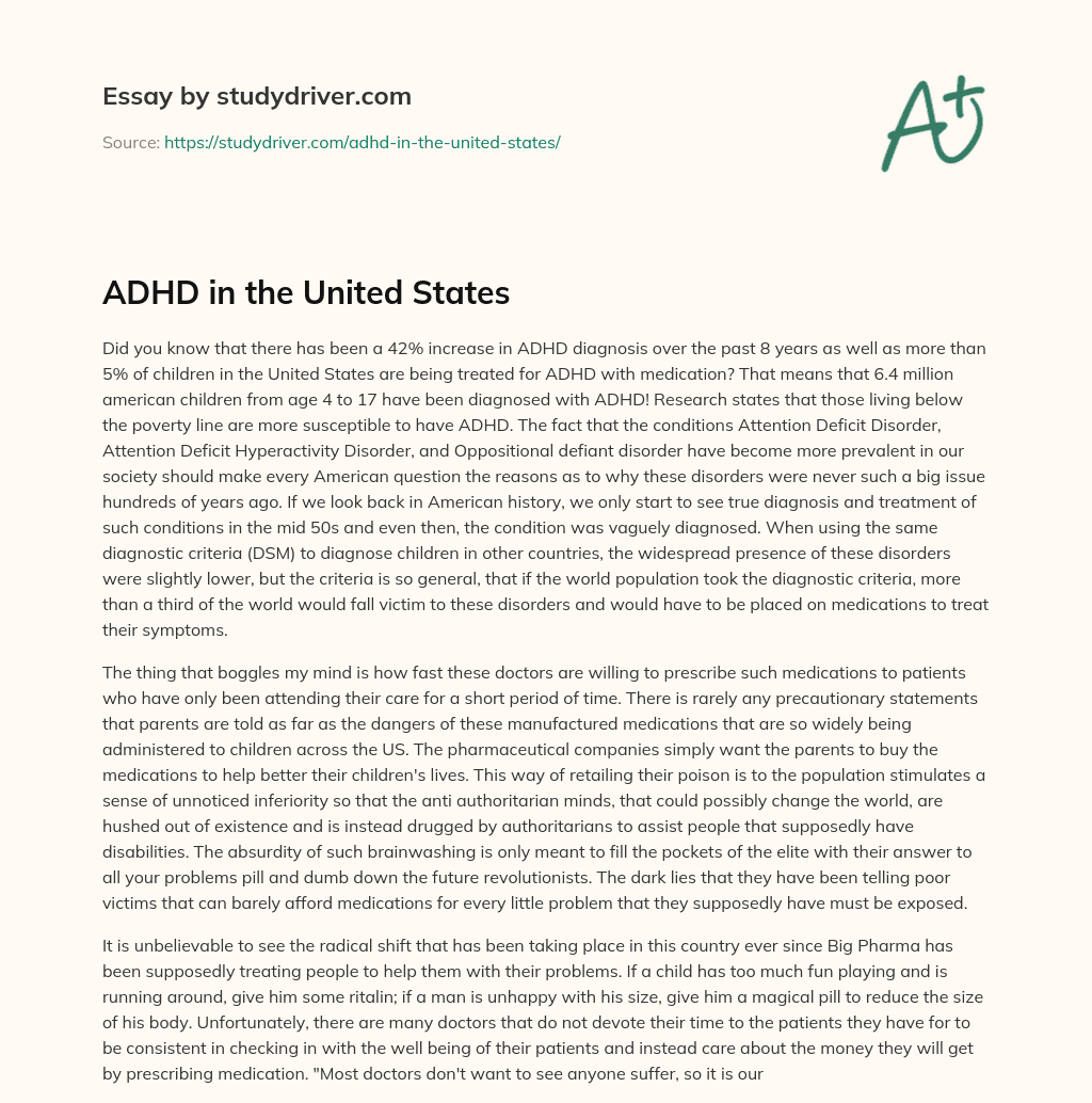 ADHD in the United States essay