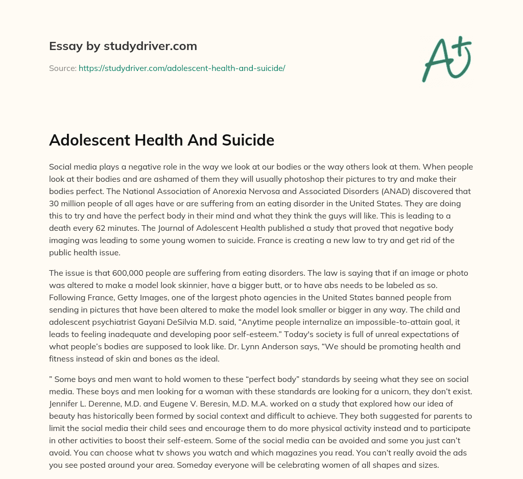 Adolescent Health and Suicide essay