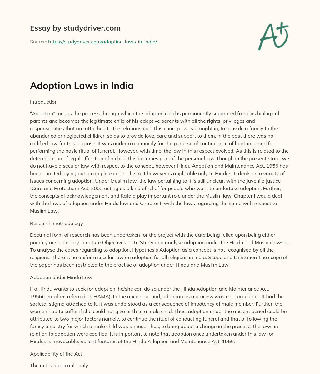 Adoption Laws in India essay