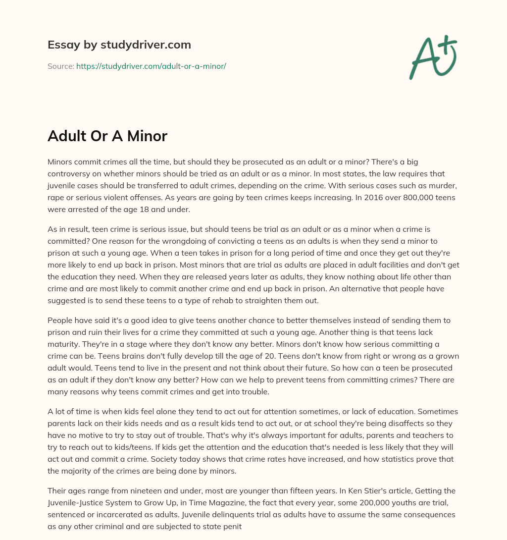Adult or a Minor essay