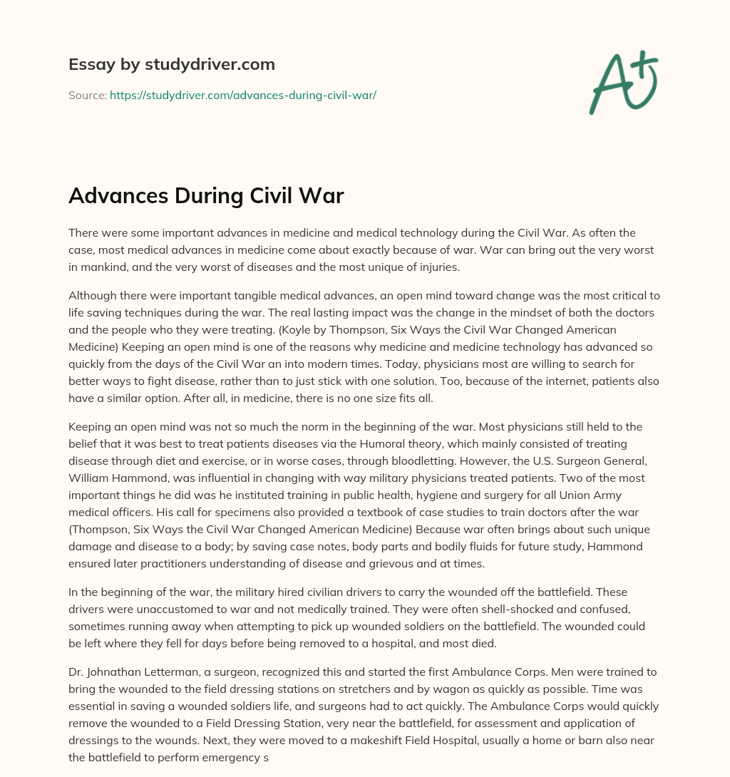 Advances during Civil War essay