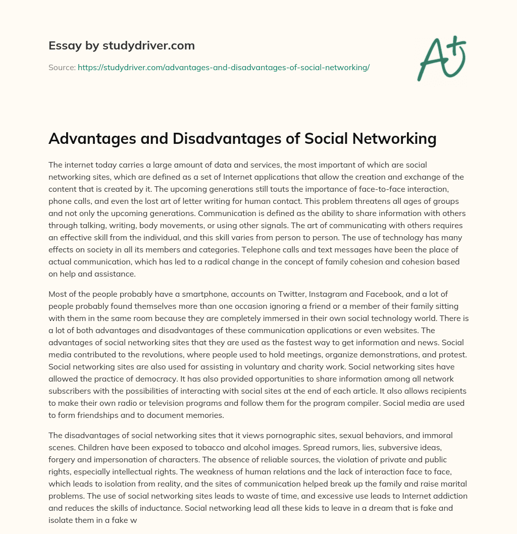 essay on disadvantages of social networking