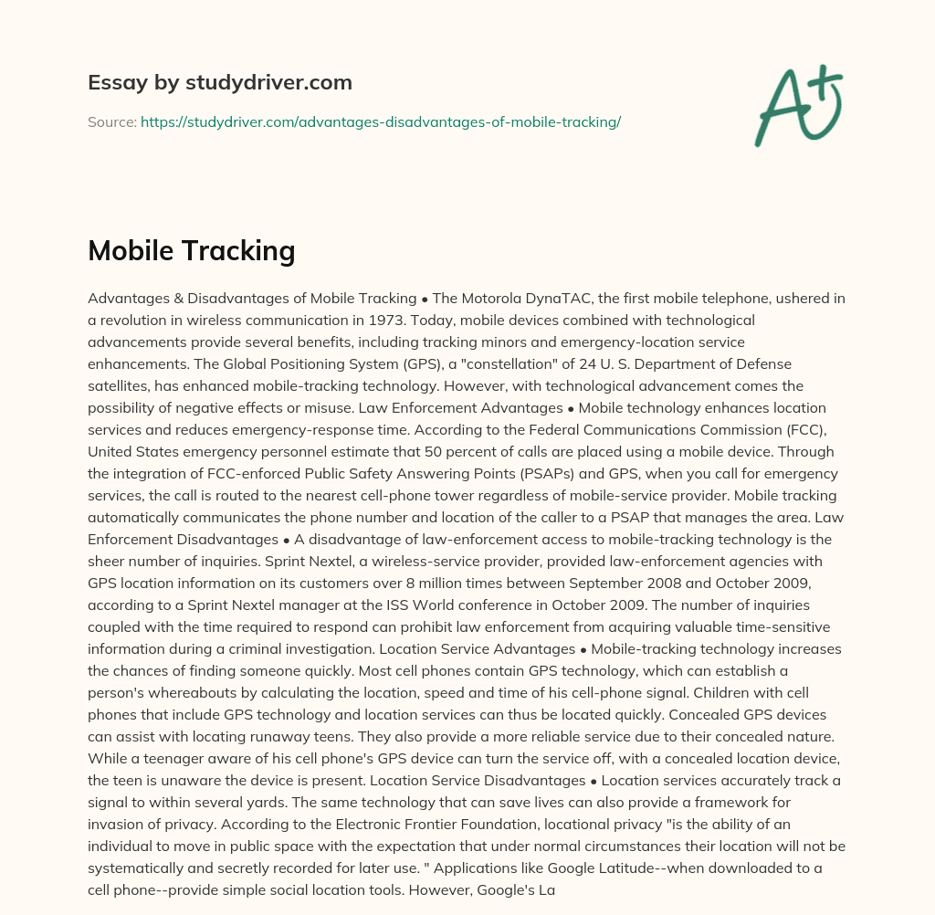 Mobile Tracking essay