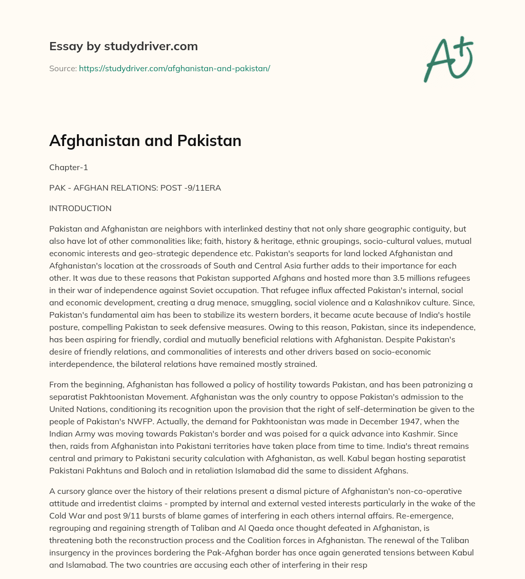 Afghanistan and Pakistan essay