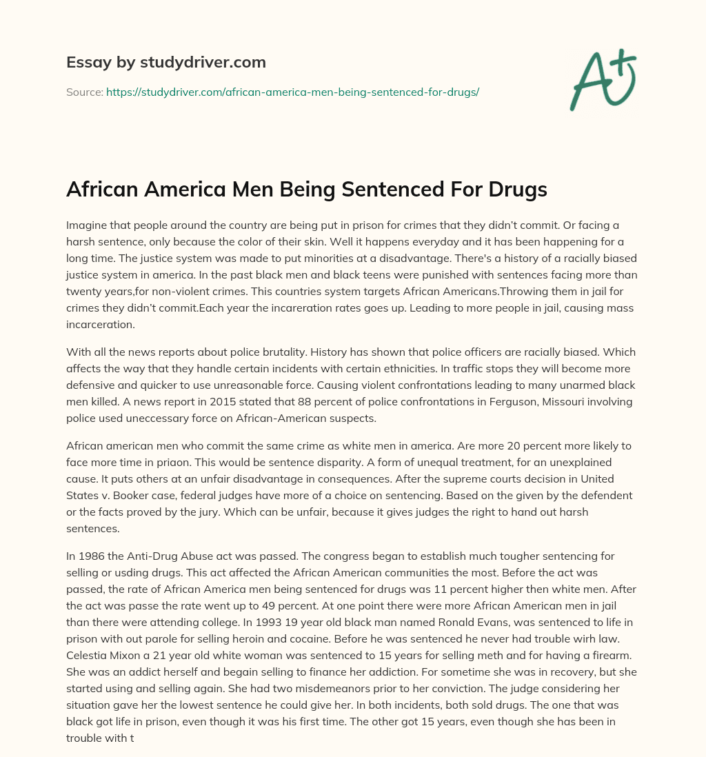 African America Men being Sentenced for Drugs essay