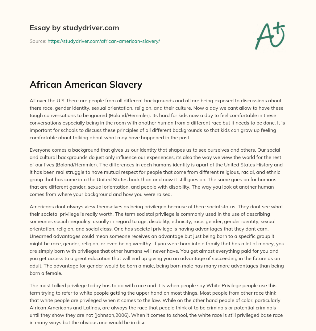 African American Slavery essay