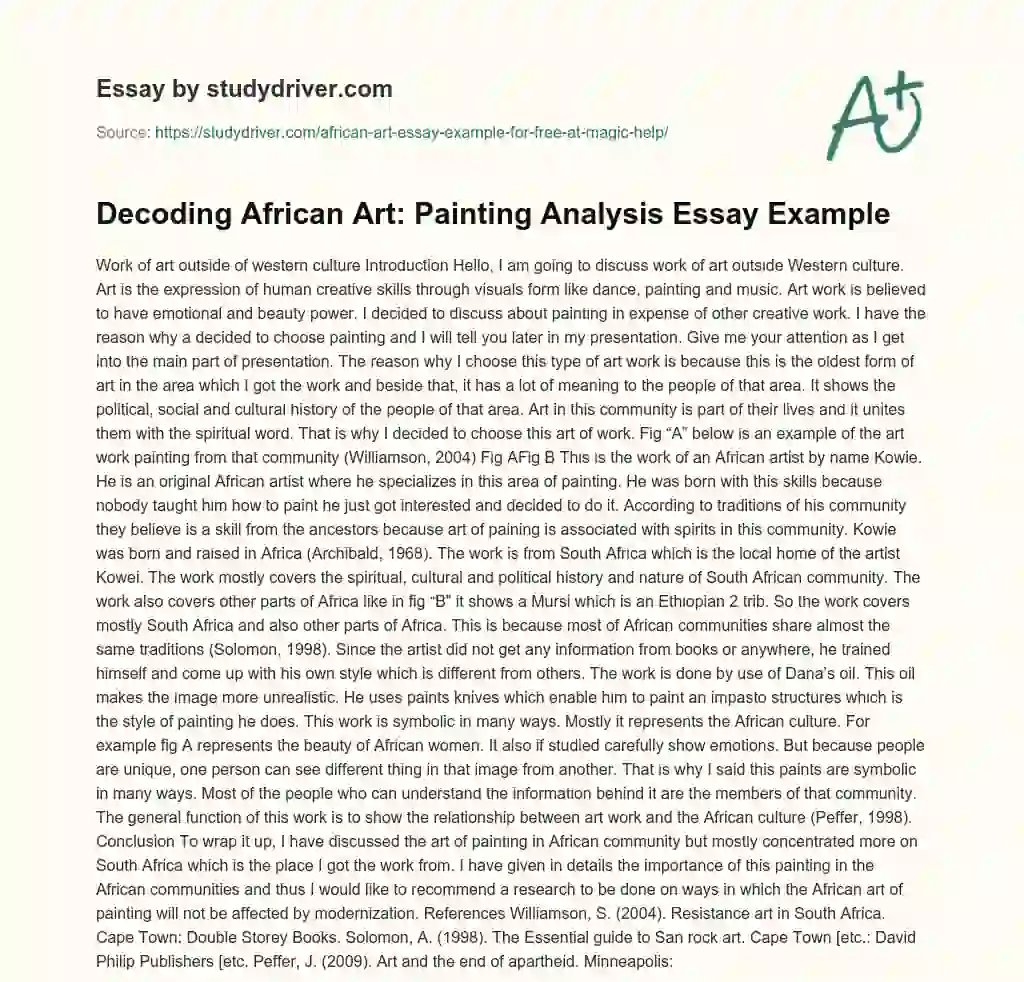 Decoding African Art: Painting Analysis Essay Example essay