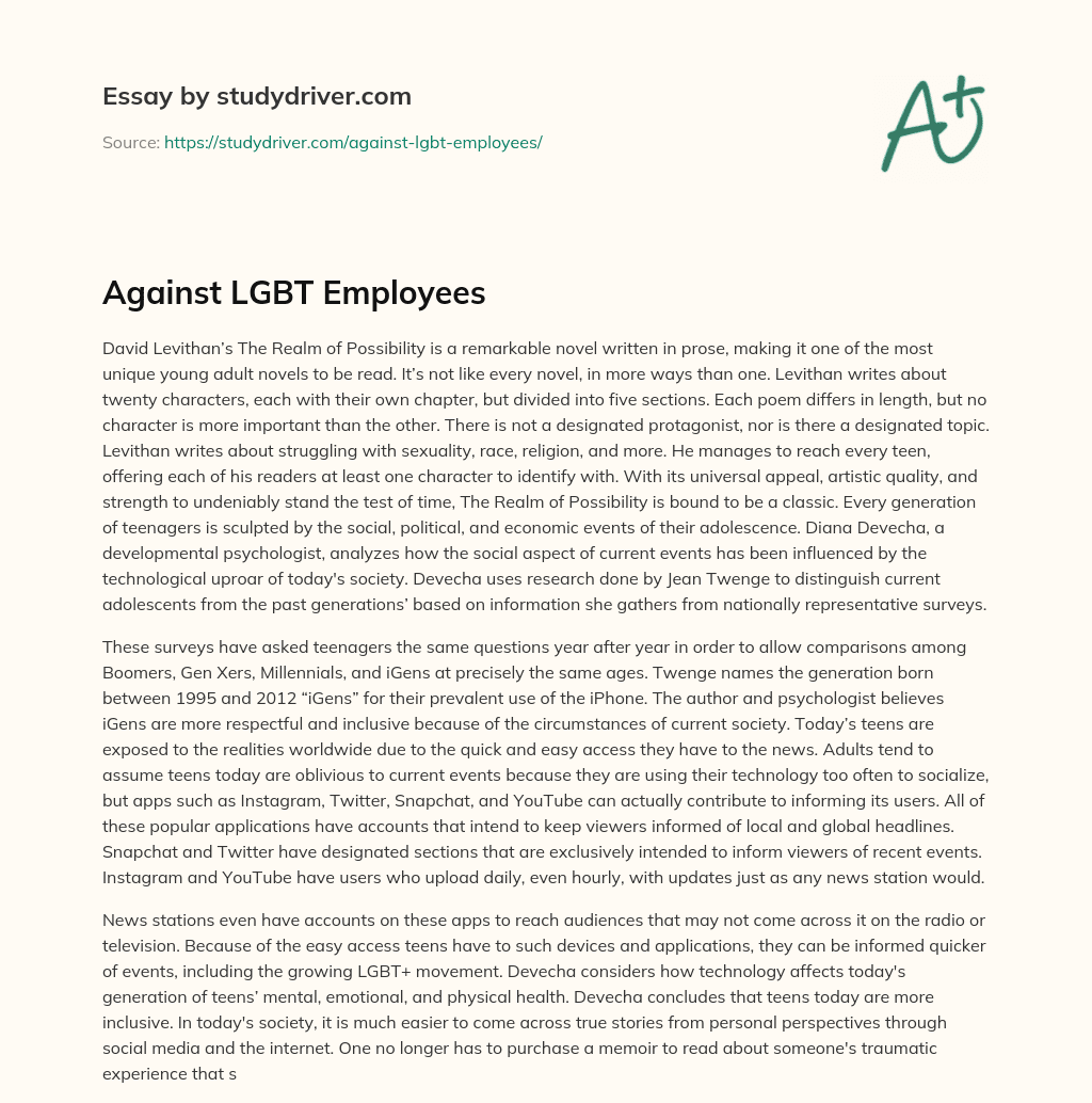 Against LGBT Employees essay