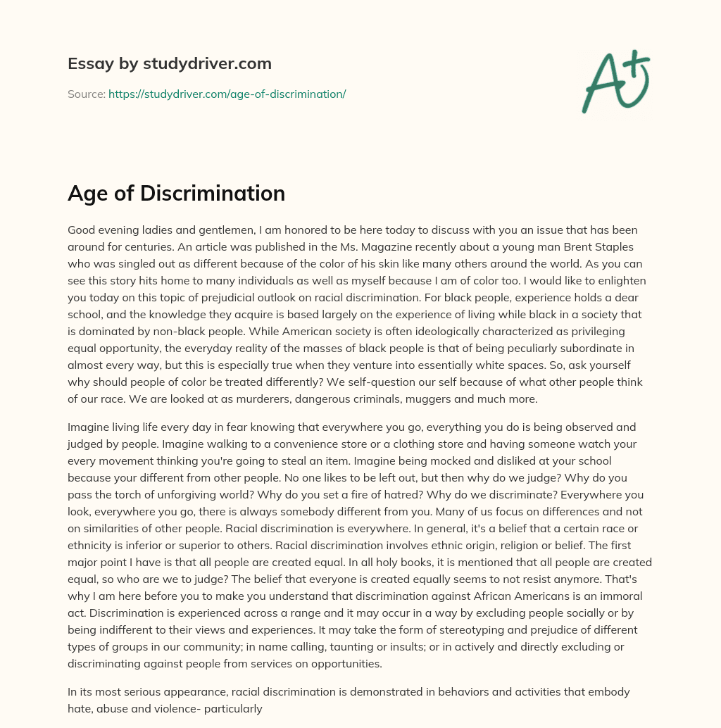 Age of Discrimination essay