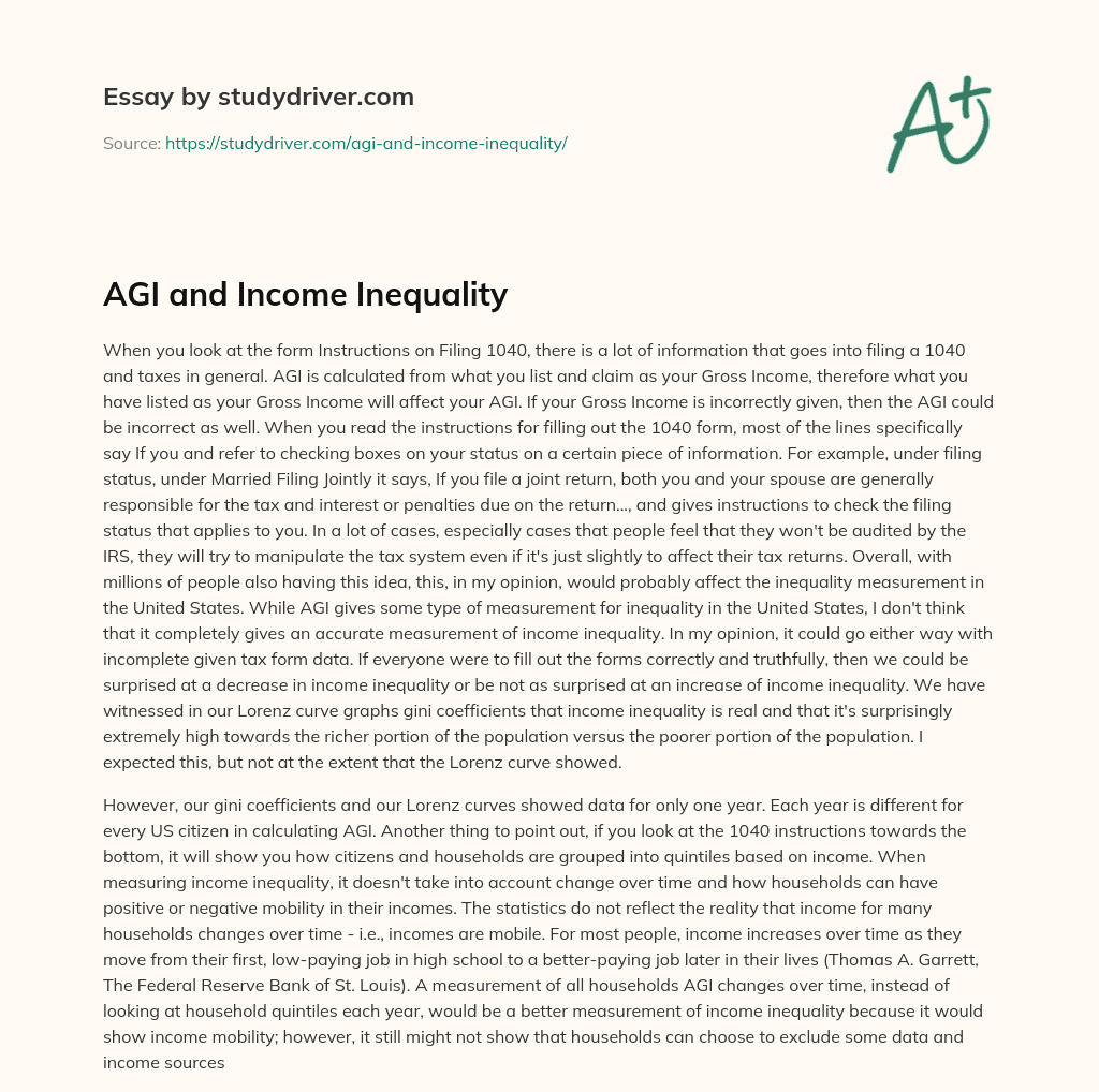 AGI and Income Inequality essay