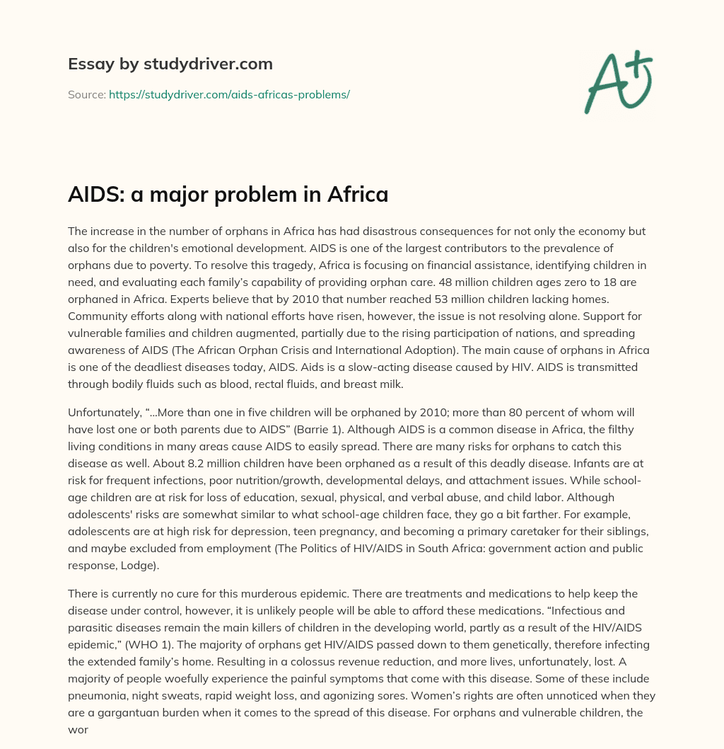 AIDS: a Major Problem in Africa essay
