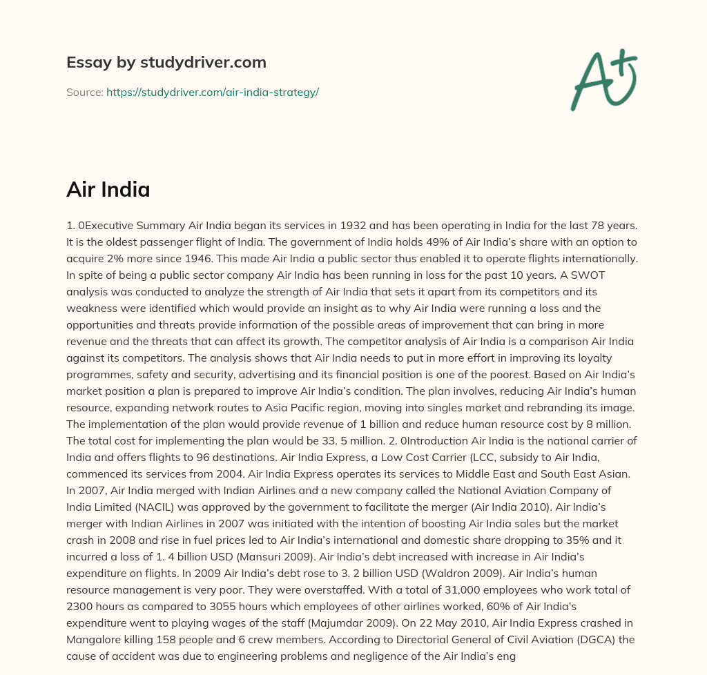 Air India essay