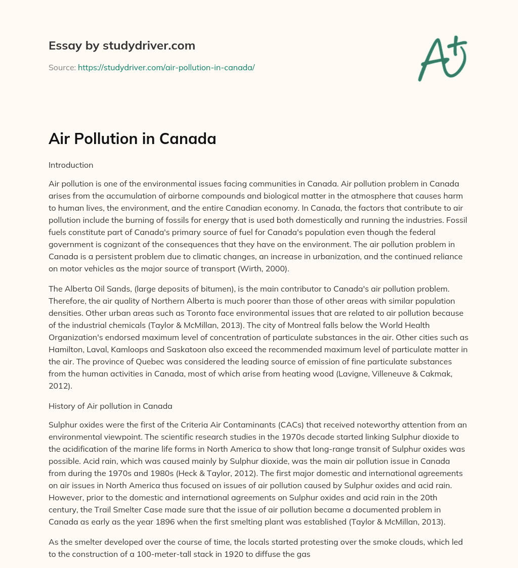 Air Pollution in Canada essay