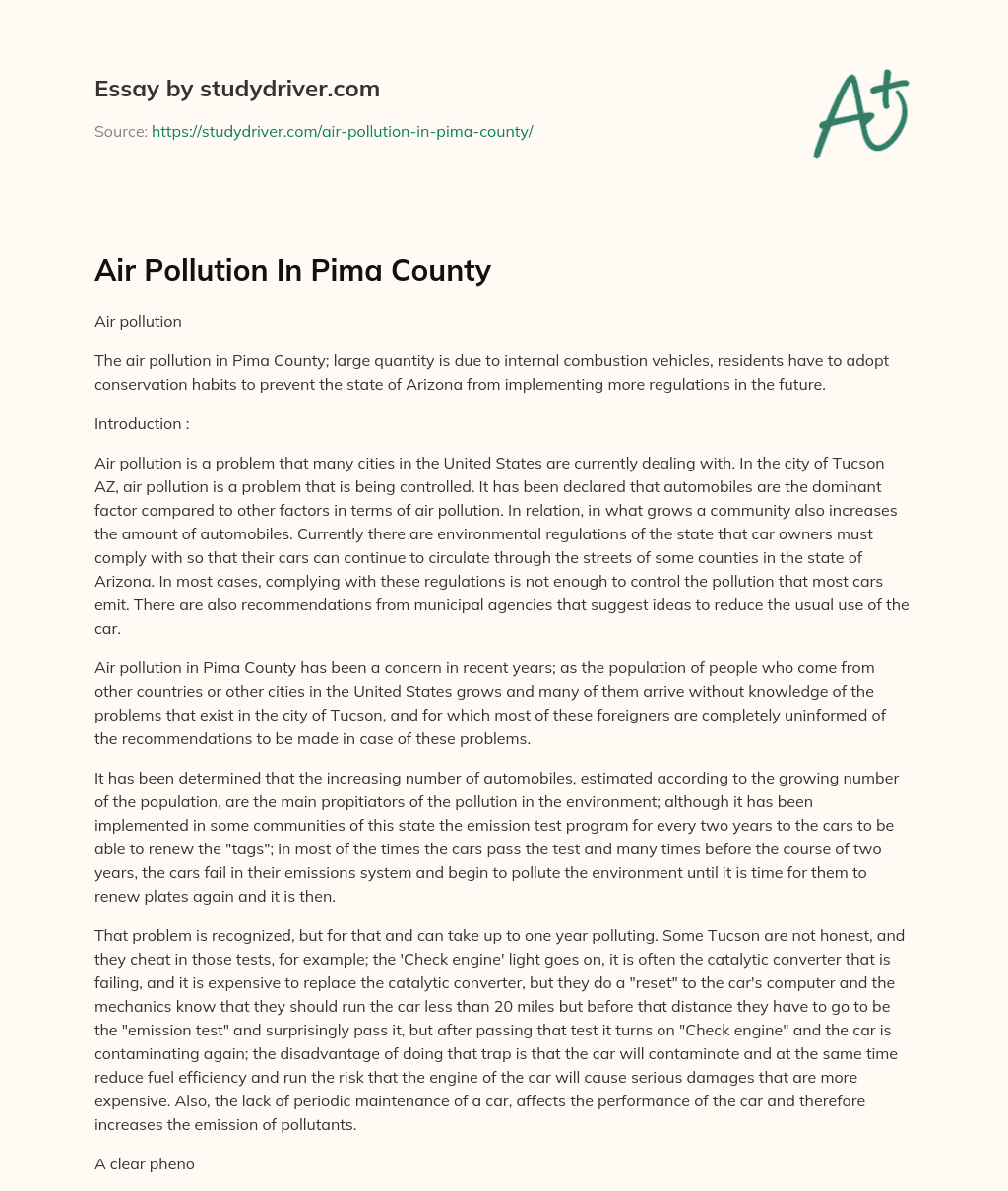 Air Pollution in Pima County essay