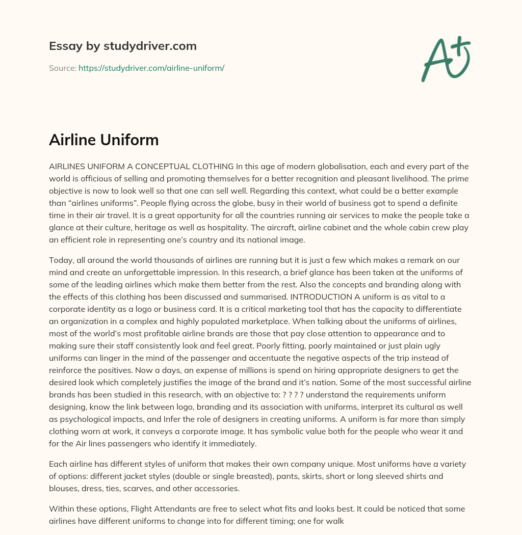 Airline Uniform essay