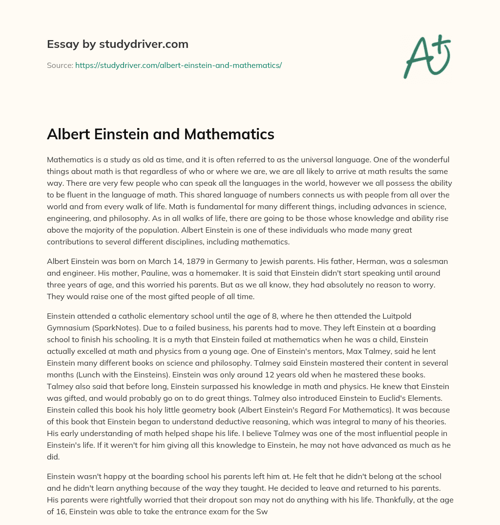 Albert Einstein and Mathematics essay