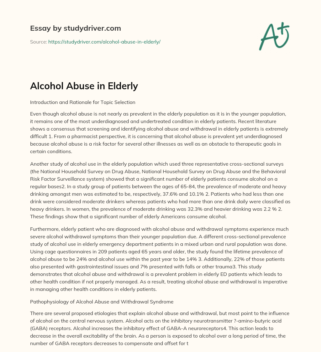 Alcohol Abuse in Elderly essay