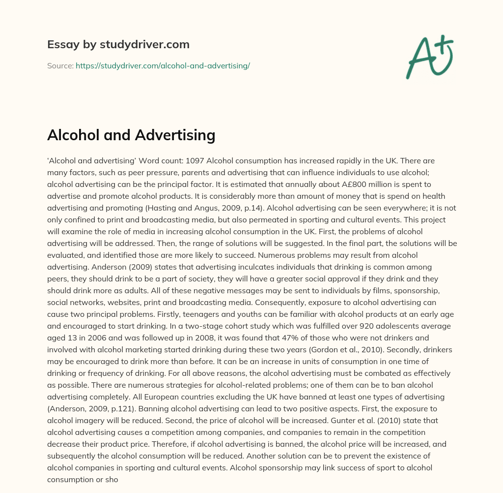 Alcohol and Advertising essay