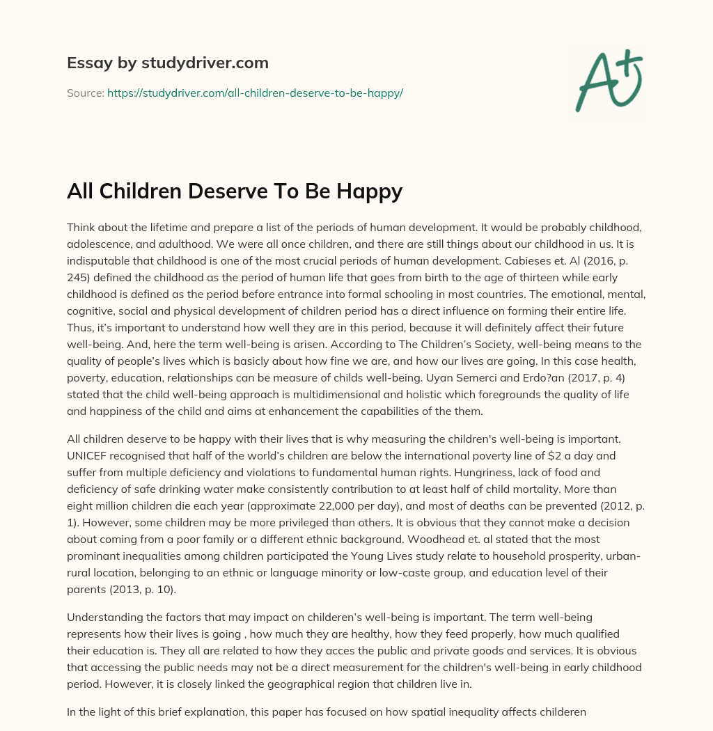 All Children Deserve to be Happy essay