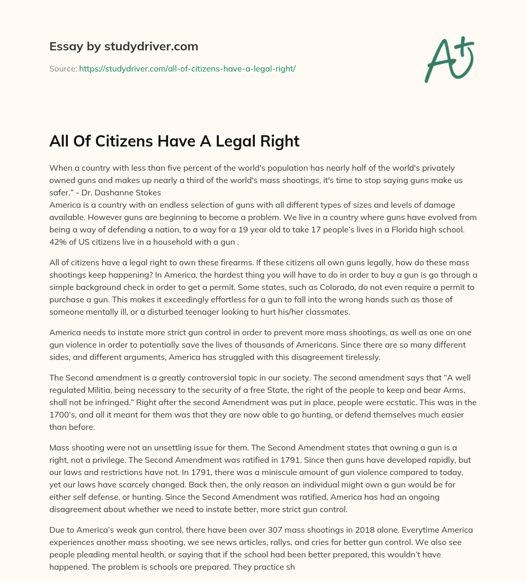All of Citizens have a Legal Right essay