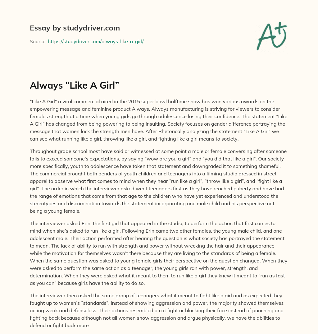 Always “Like a Girl”  essay