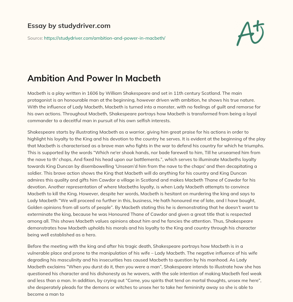 Ambition and Power in Macbeth essay
