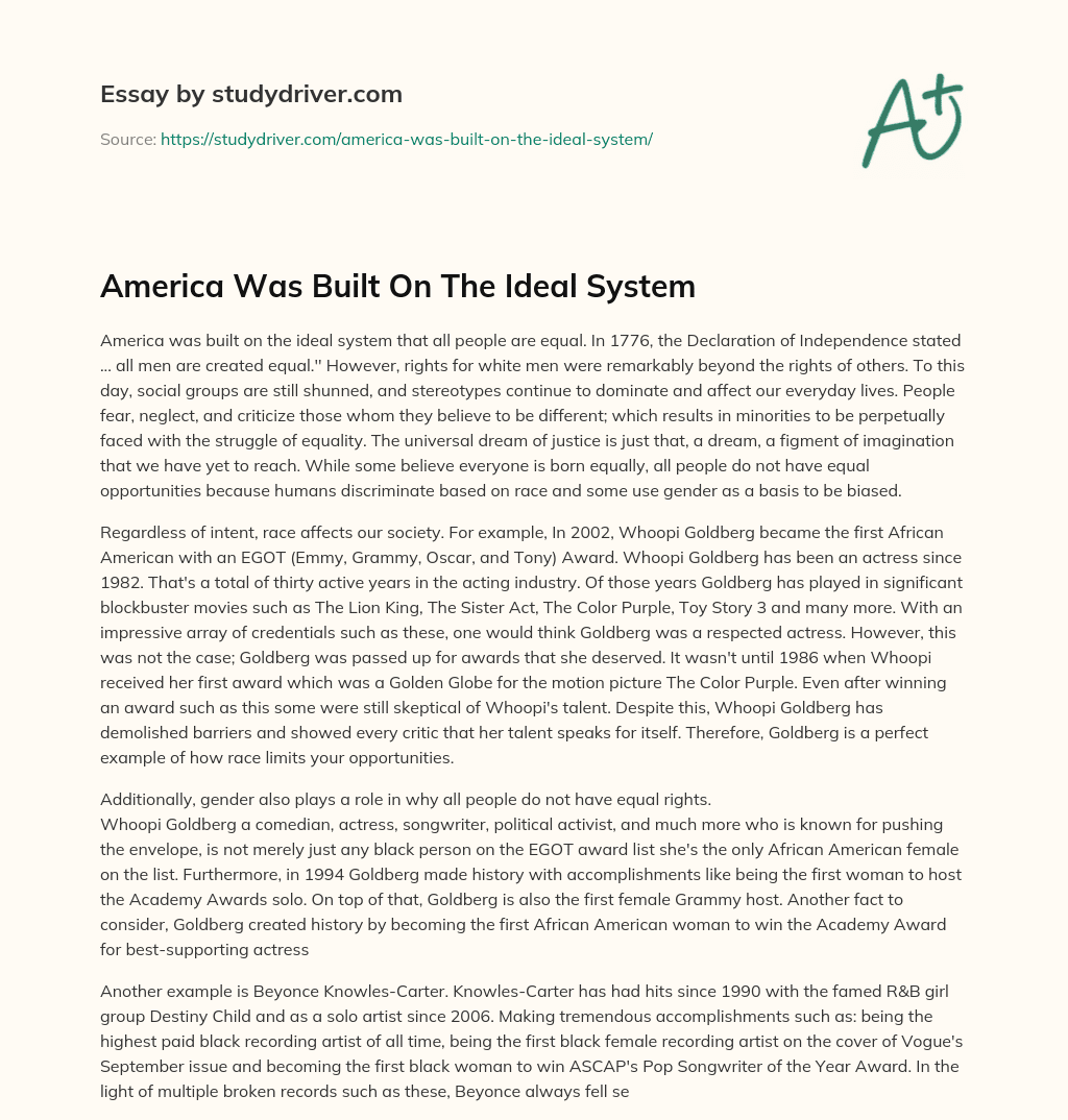 America was Built on the Ideal System essay