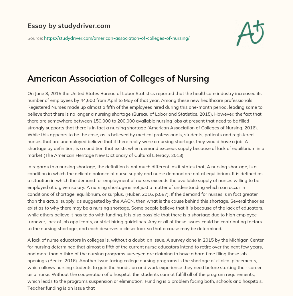 American Association of Colleges of Nursing essay