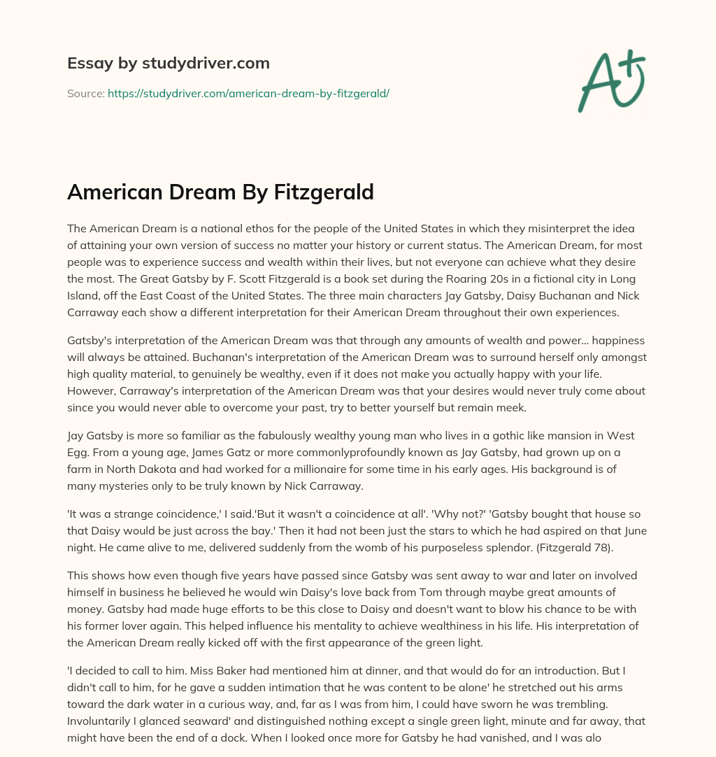 American Dream by Fitzgerald essay