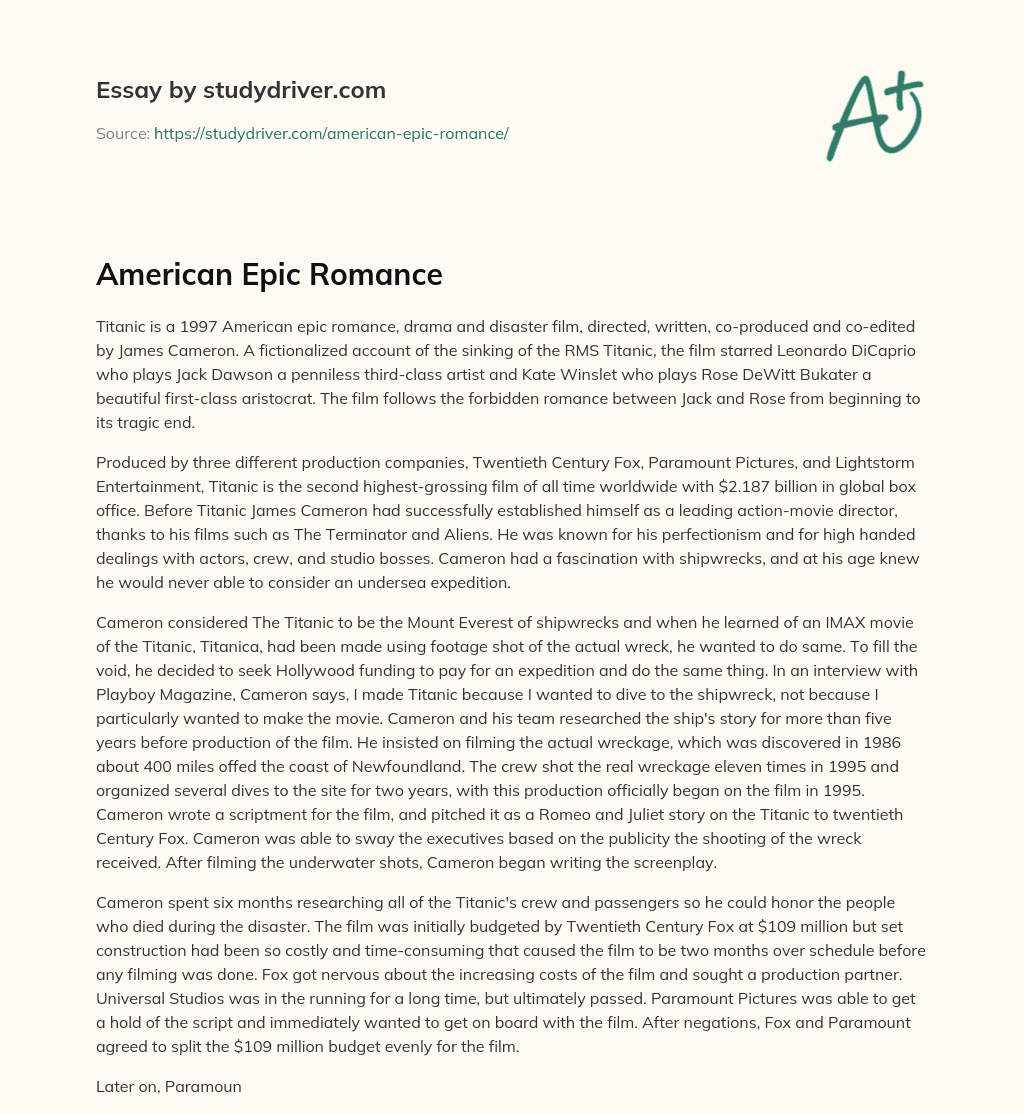 American Epic Romance essay