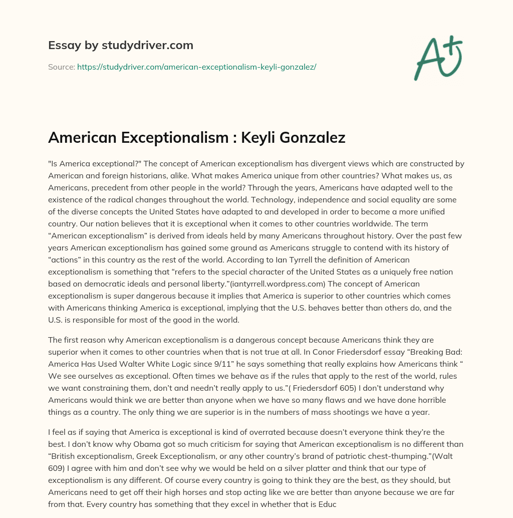 American Exceptionalism : Keyli Gonzalez essay