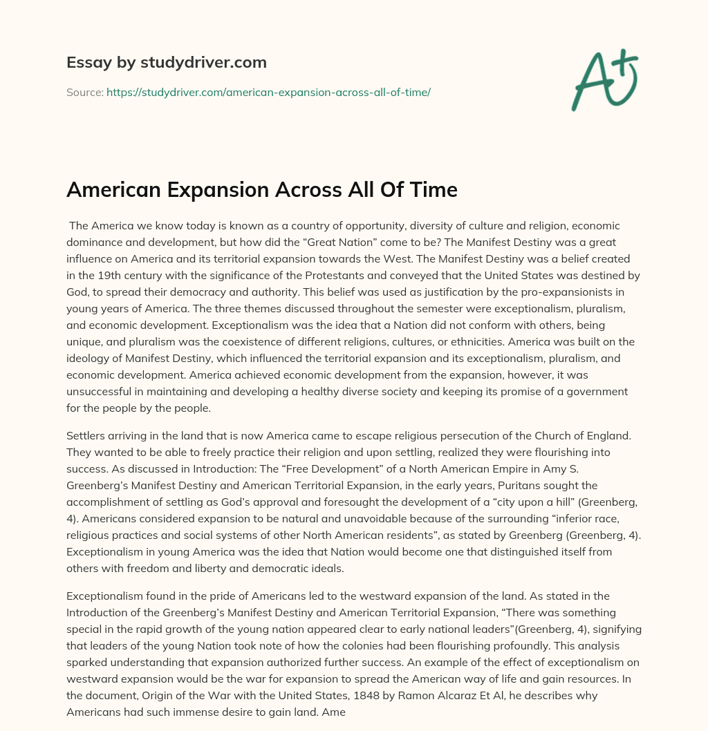 American Expansion Across all of Time essay
