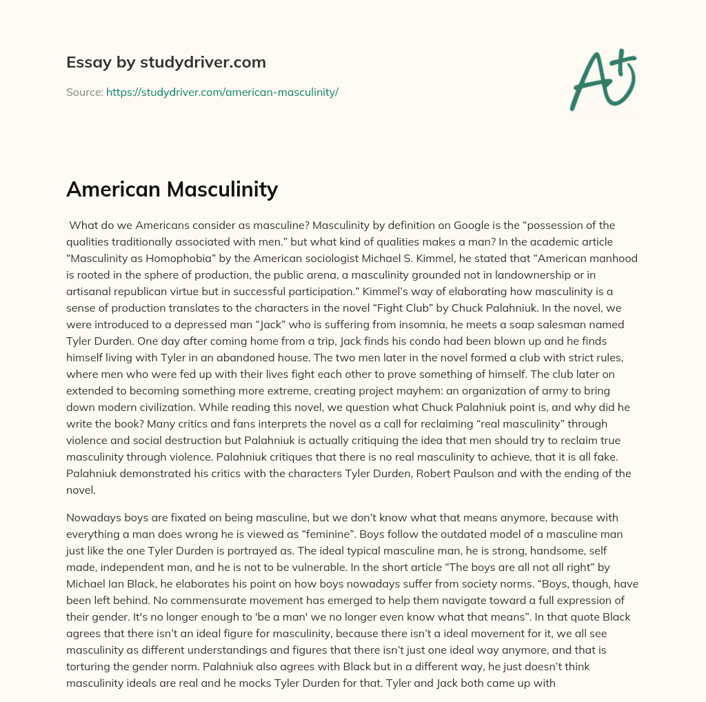 American Masculinity essay