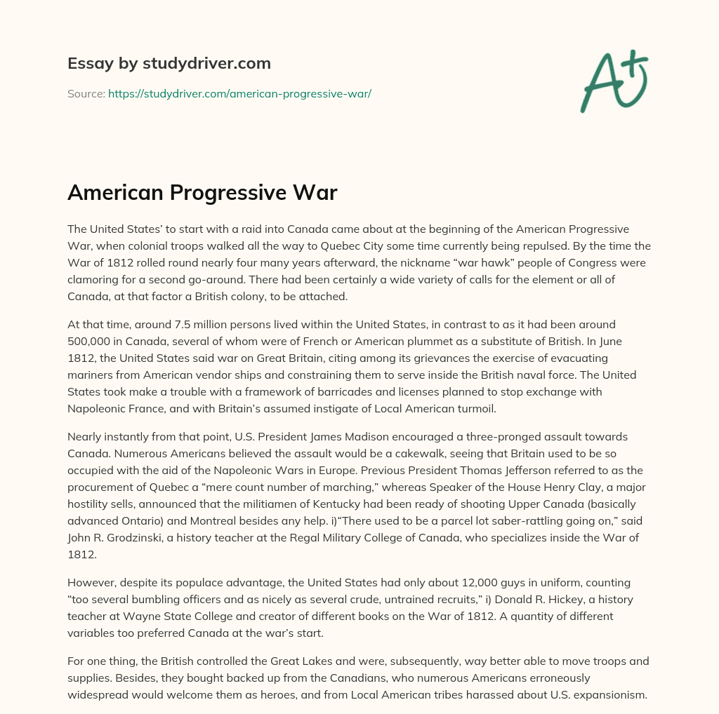 American Progressive War essay