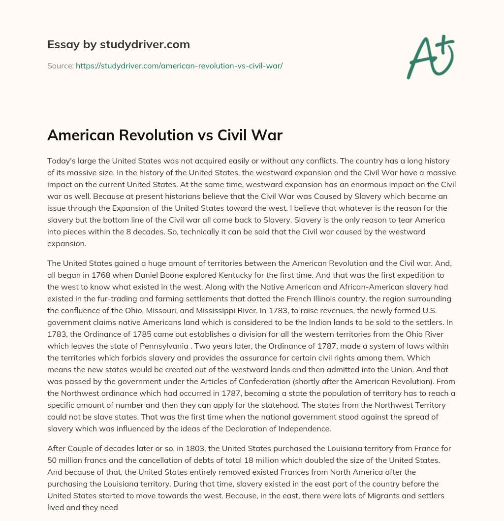 American Revolution Vs Civil War essay