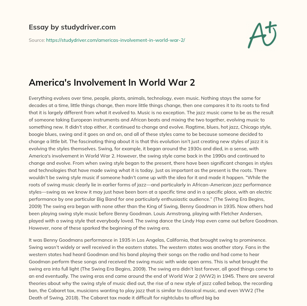 America’s Involvement in World War 2 essay