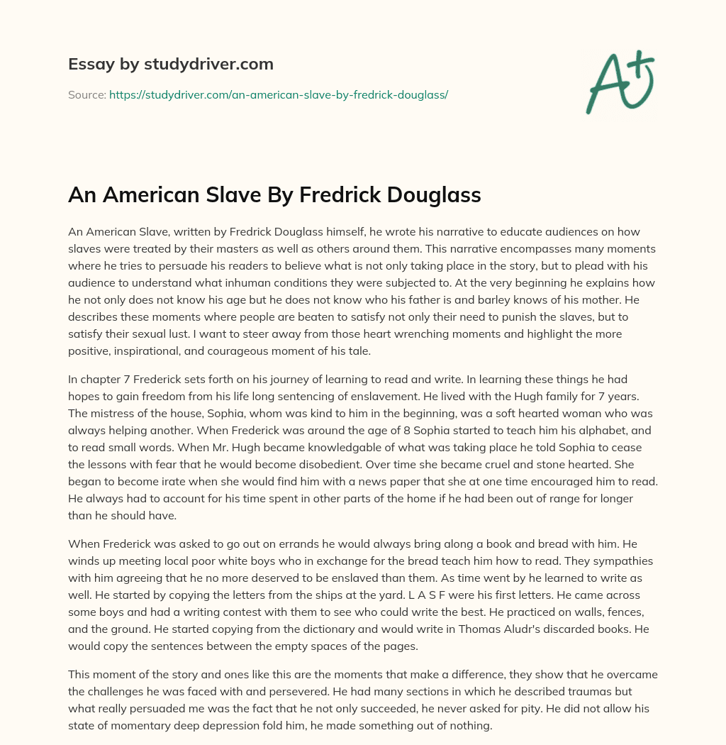 An American Slave by Fredrick Douglass essay