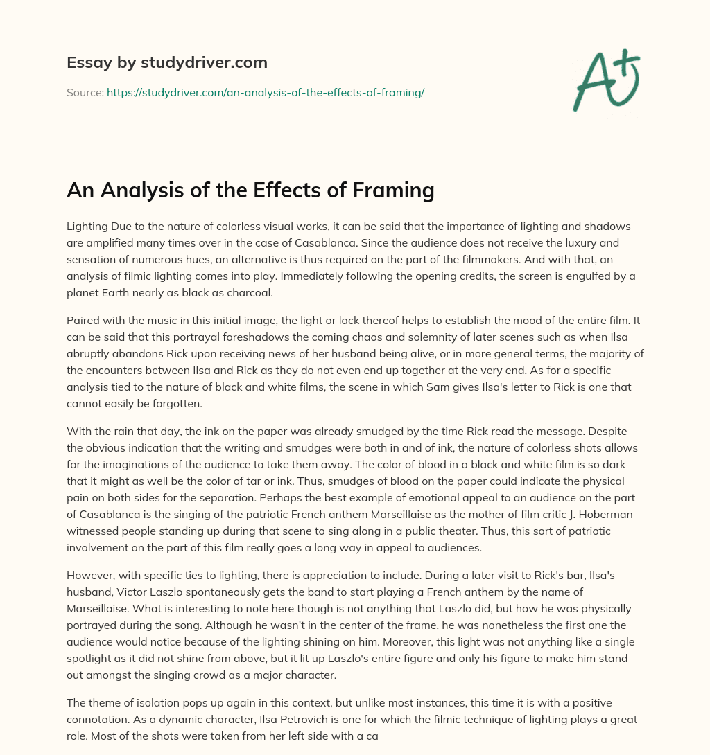 An Analysis of the Effects of Framing essay