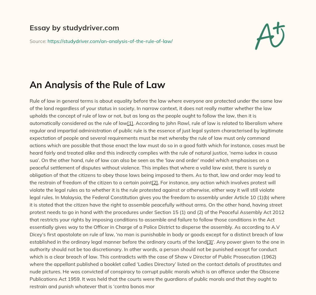 An Analysis of the Rule of Law essay