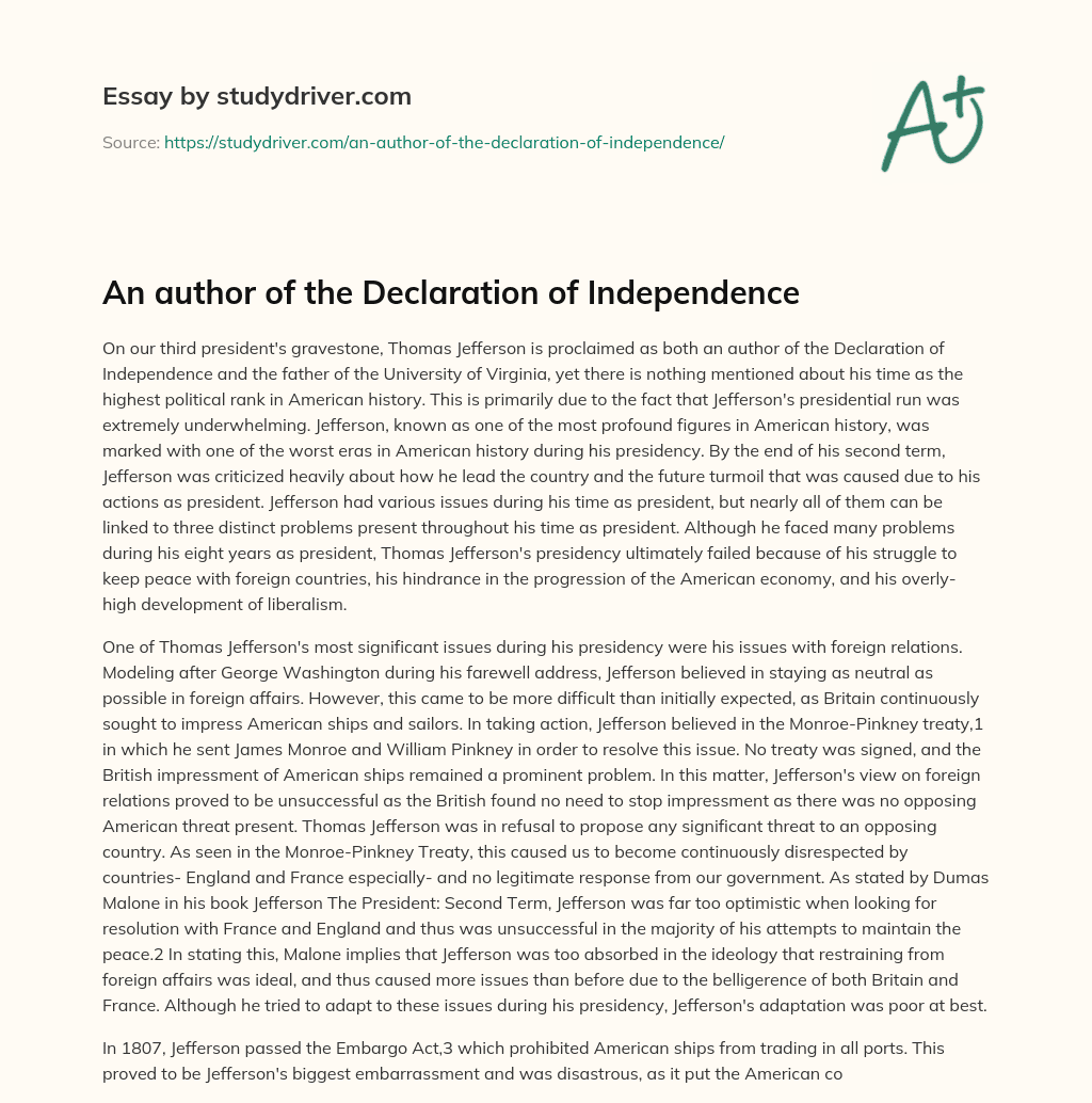 An Author of the Declaration of Independence essay