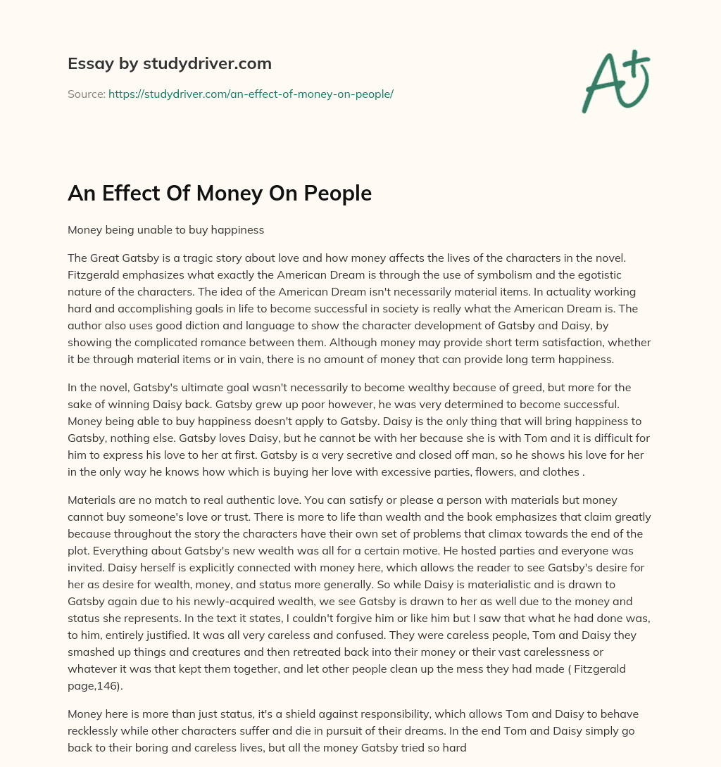 An Effect of Money on People essay
