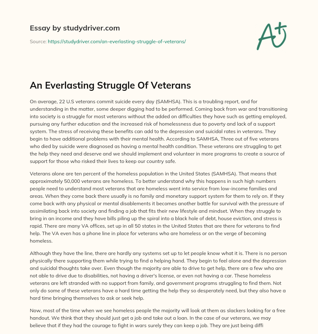 An Everlasting Struggle of Veterans essay