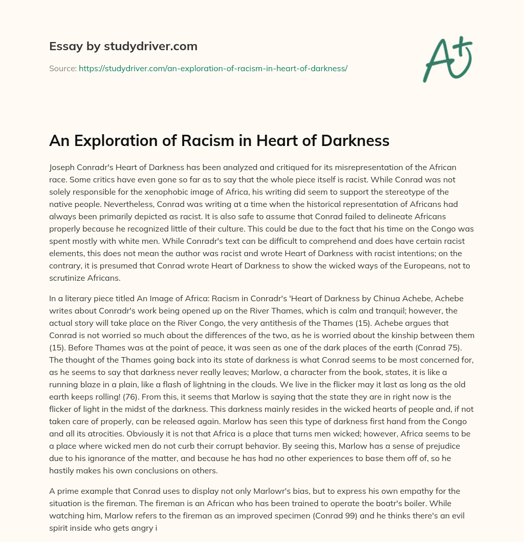 An Exploration of Racism in Heart of Darkness essay