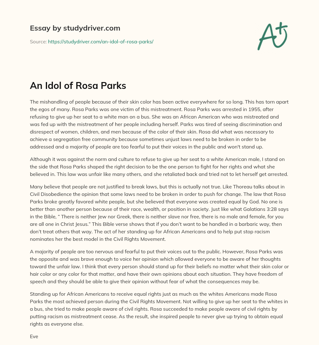 An Idol of Rosa Parks essay